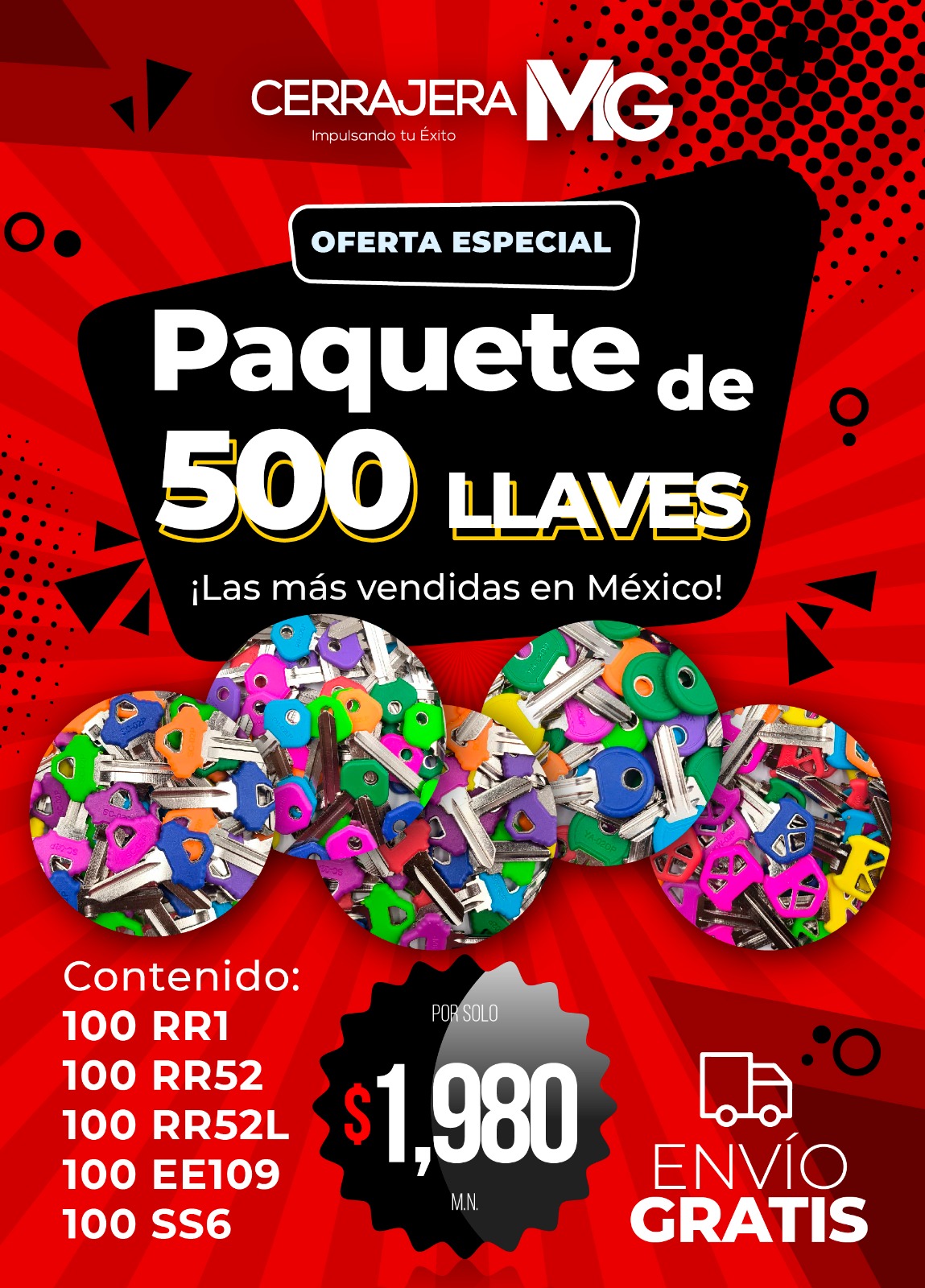 Paquete de 500 Llaves Forradas